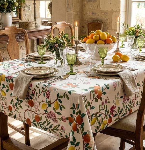 Tovaglia in lino premium 160x220 Les Agrumes The Napking Tovaglia in lino premium 160x220 Les Agrumes The Napking
