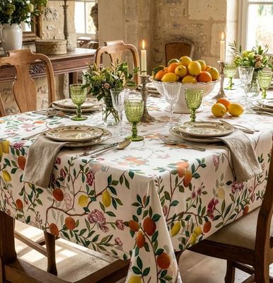 Tovaglia in lino premium 160x220 Les Agrumes The Napking Tovaglia in lino premium 160x220 Les Agrumes The Napking