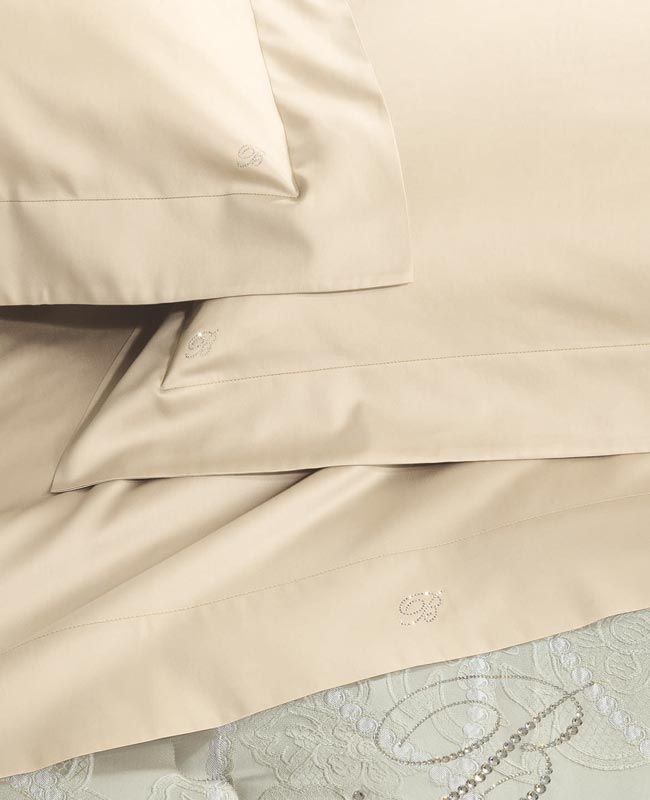 Lenzuola matrimoniali in raso di cotone Lory Blumarine Home Collection