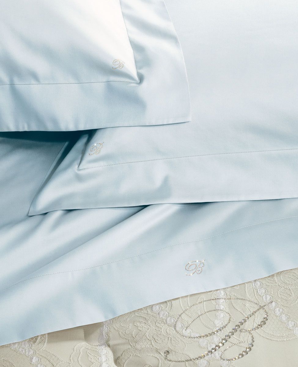 Lenzuola matrimoniali in raso di cotone Lory Blumarine Home Collection