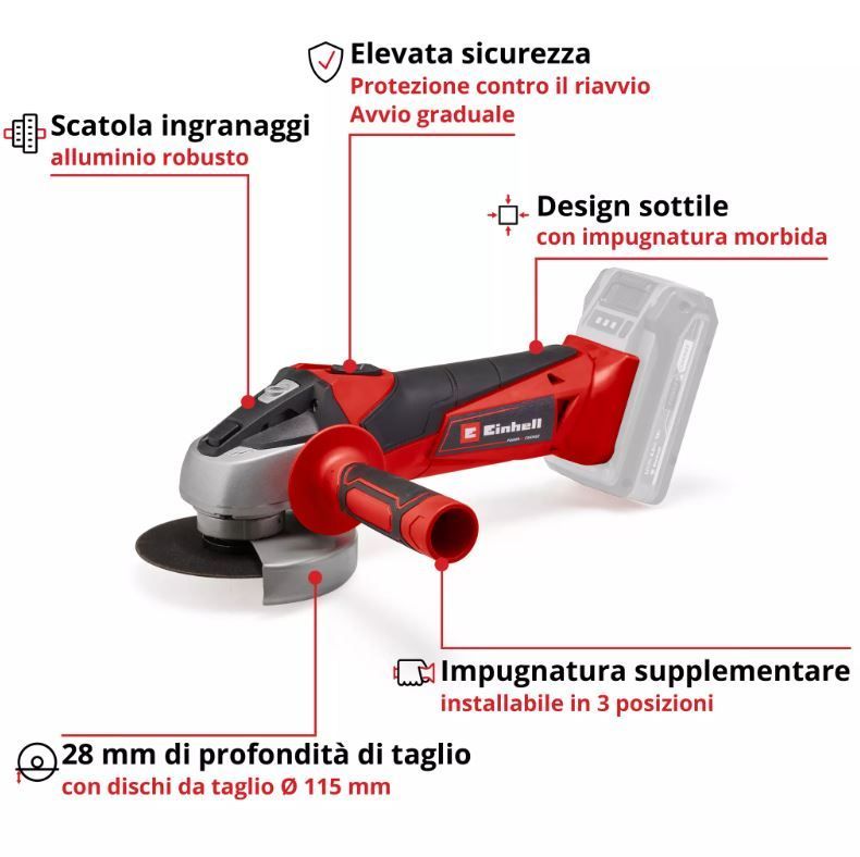 Smerigliatrice angolare a batteria TC-AG 18/115 Li-Solo cod.4431130
