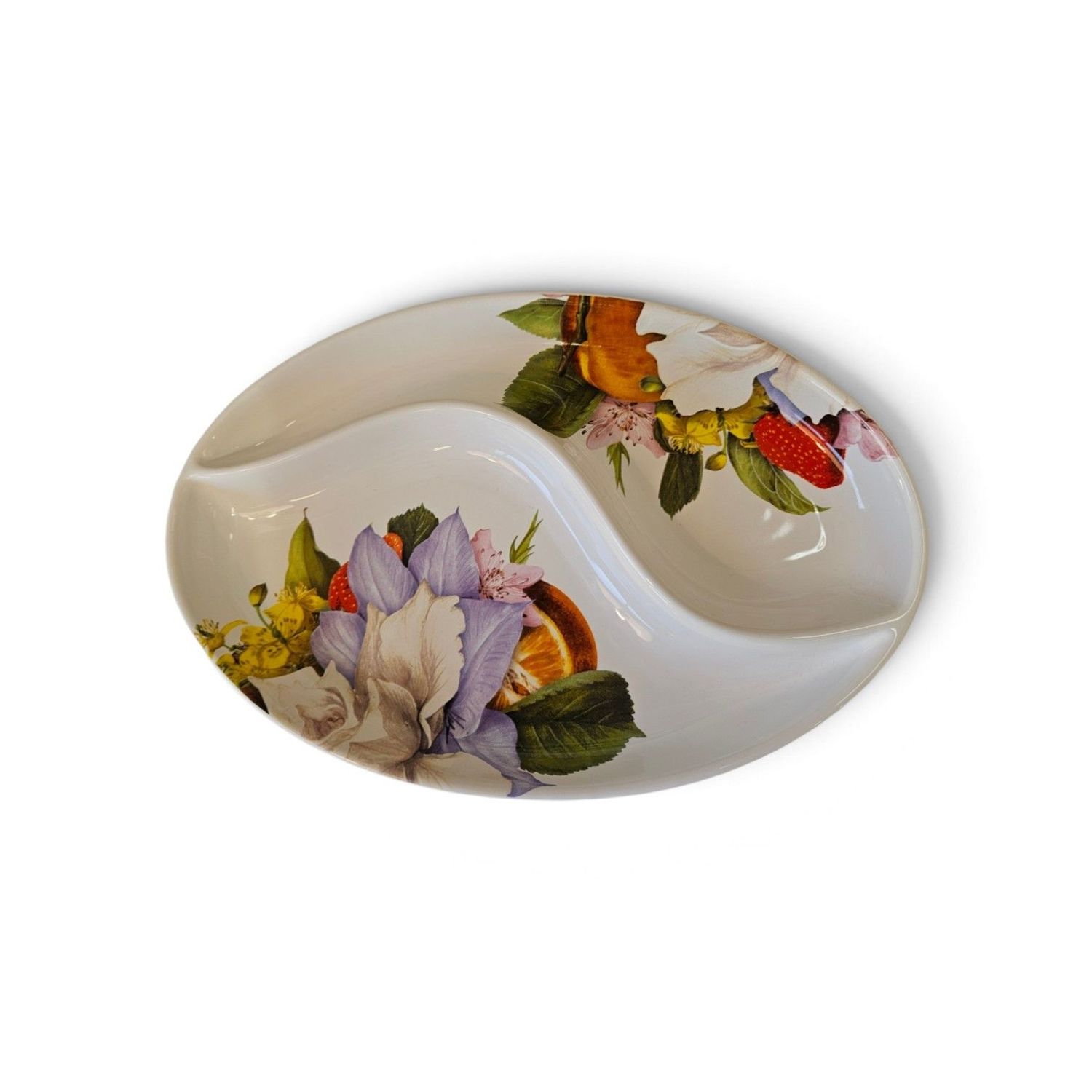 Piatto a due scomparti in ceramica Sinuous Fresco Ceramiche Viva