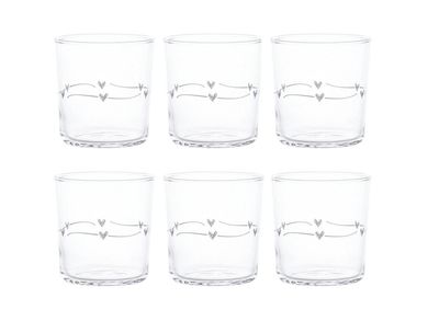 Set 6 bicchieri in vetro temperato cl.35,5 Festone Cuori Simple Day Set 6 bicchieri in vetro temperato cl.35,5 Festone Cuori Simple Day