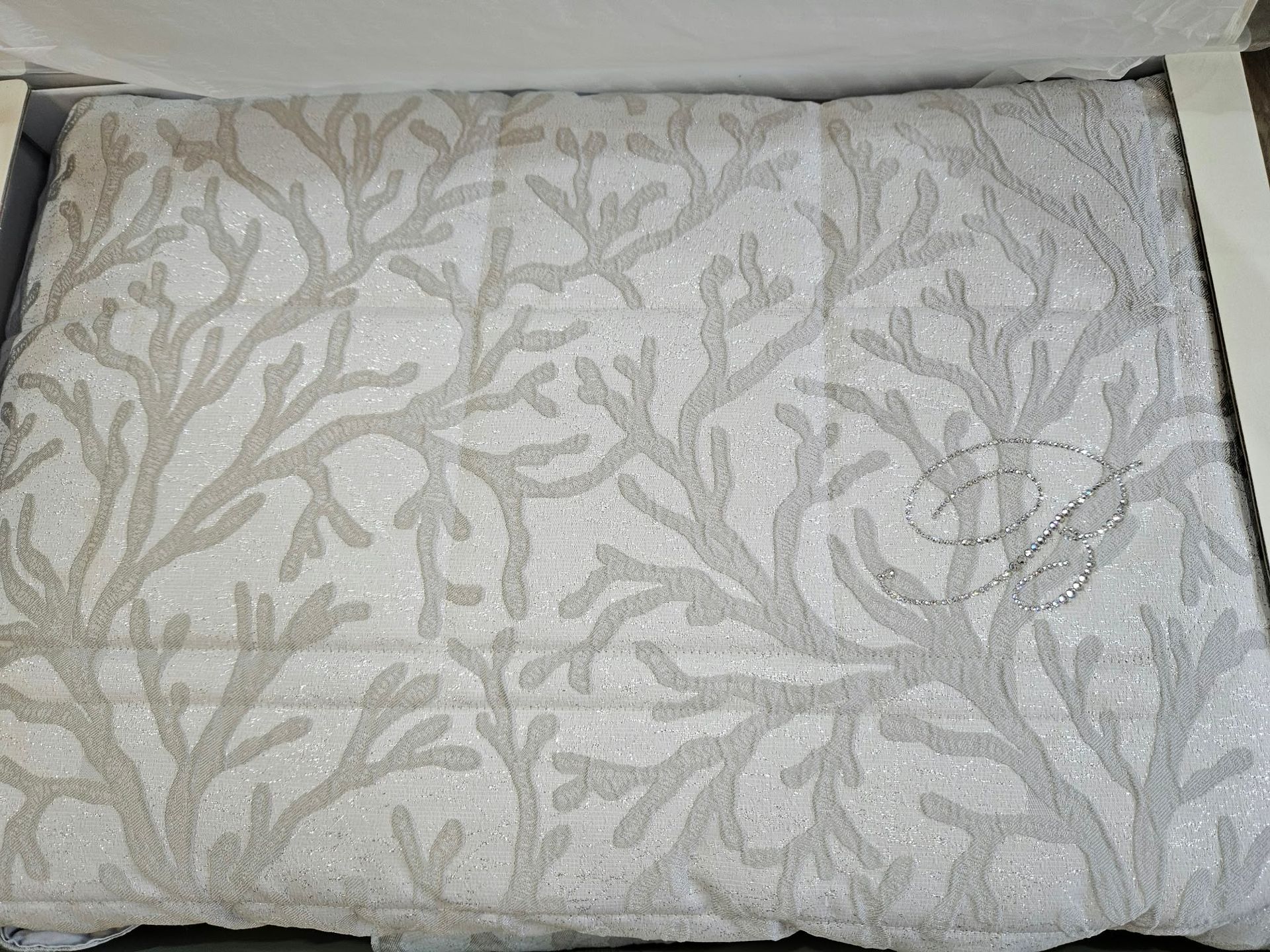 Copriletto matrimoniale in jacquard col.acqua Mareblu Blumarine Home Collection
