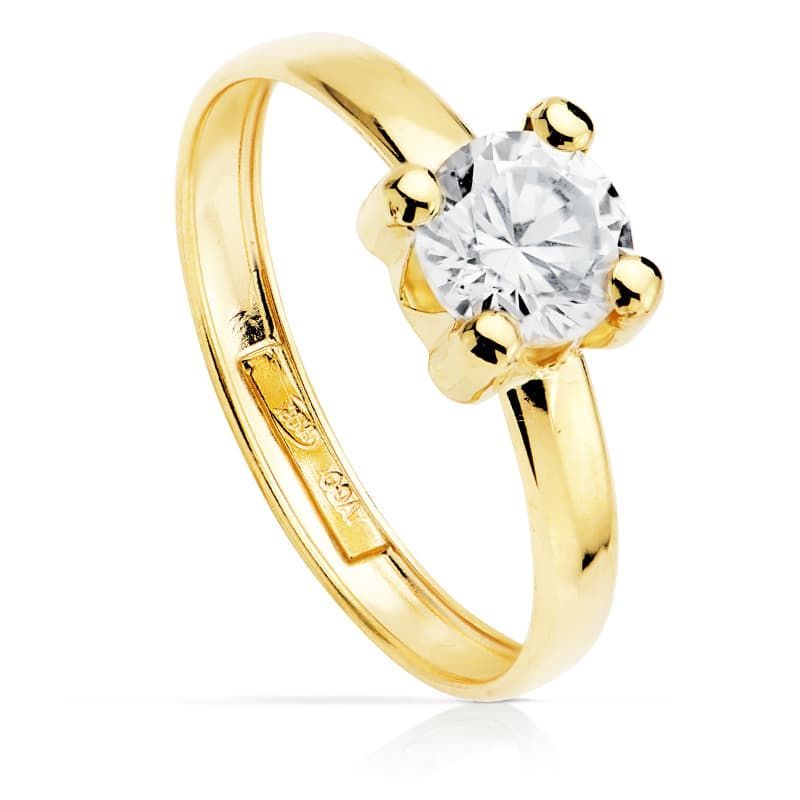 9K SOLITARIO ORO AMARILLO CIRCONITA 6 MM