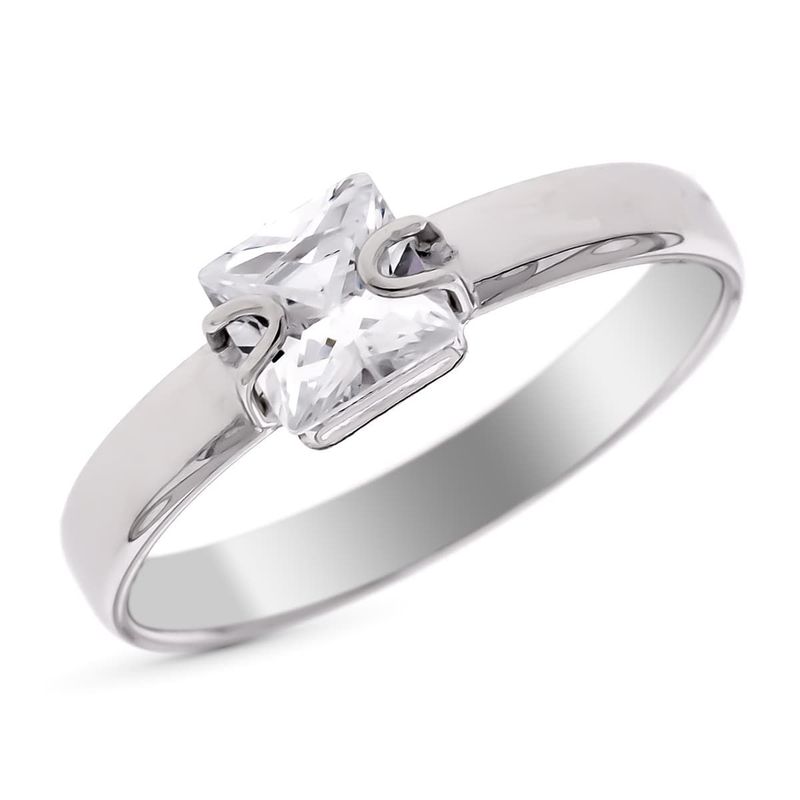 9K SOLITARIO ORO BLANCO CARRE 5X5 MM
