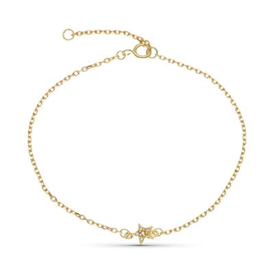 9K PULSERA ORO AMARILLO 19 CM ESTRELLA LUNA DIAMANTES 0.033 CTS 18 CM -16 CM