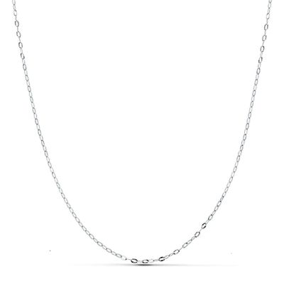 18K CADENA MACIZA ORO BLANCO ESLABONES TALLADOS 1 MM 45 CM