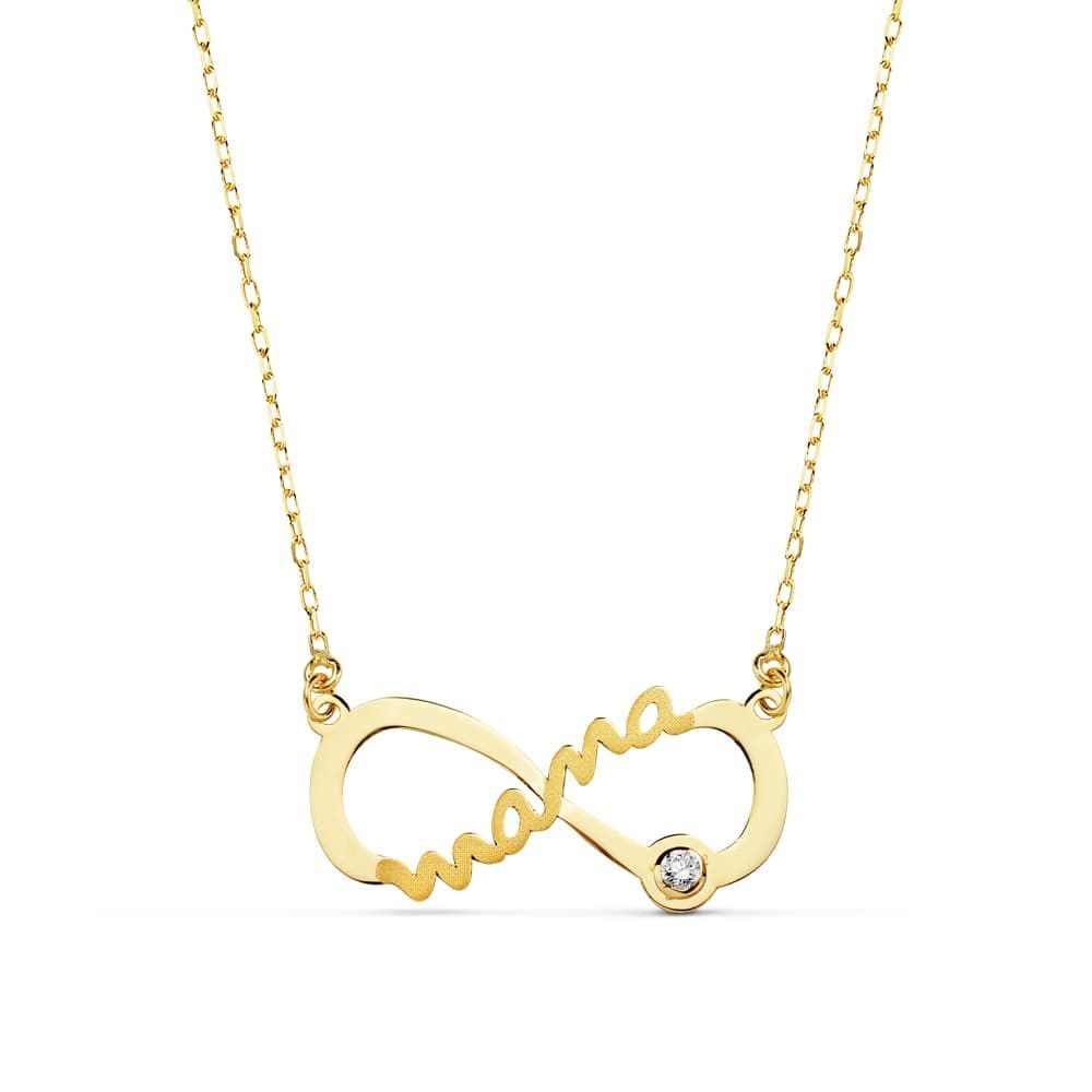 9K GARGANTILLA MAMA INFINITO ORO AMARILLO CIRCONITA 21X9 MM