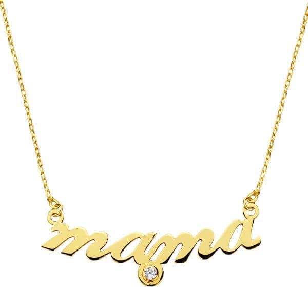 9K GARGANTILLA ORO AMARILLO MAMA CON CIRCONITA CADENA FORZADA 45 CM