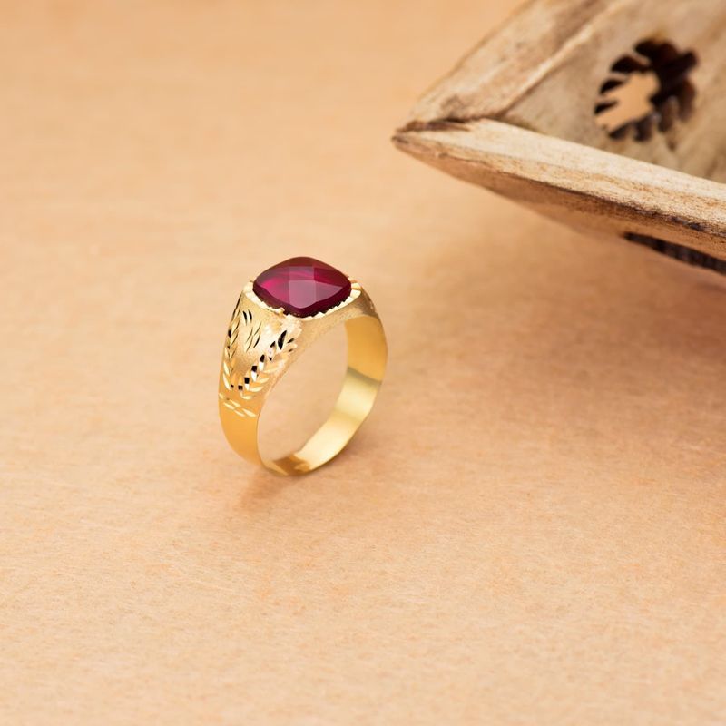 9K SELLO TALLADO PIEDRA ROJA 9 MM