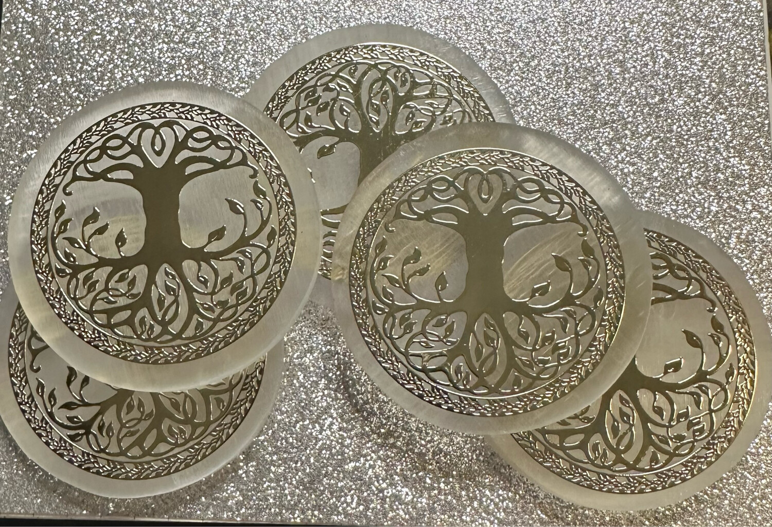 Tree Of Life Selenite Disk