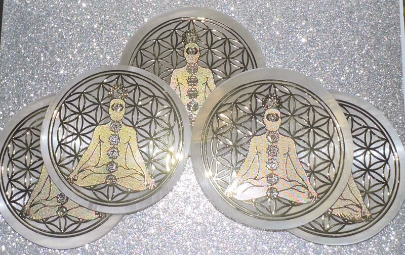 Chakra Meditation Pose Selenite Charging Disk