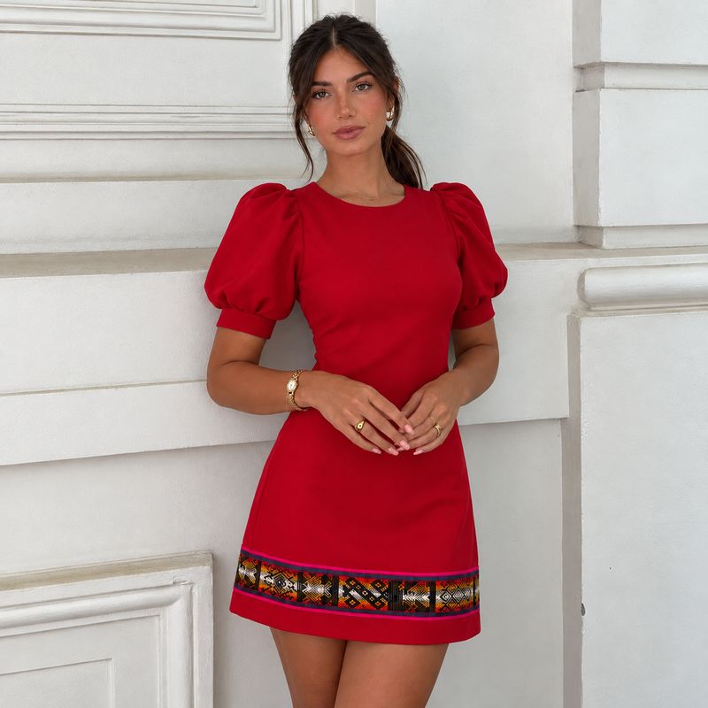 Vestido Andrea - con detalle en manta