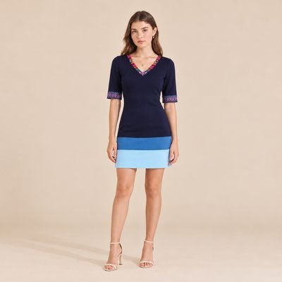 Vestido Azul cuello en V