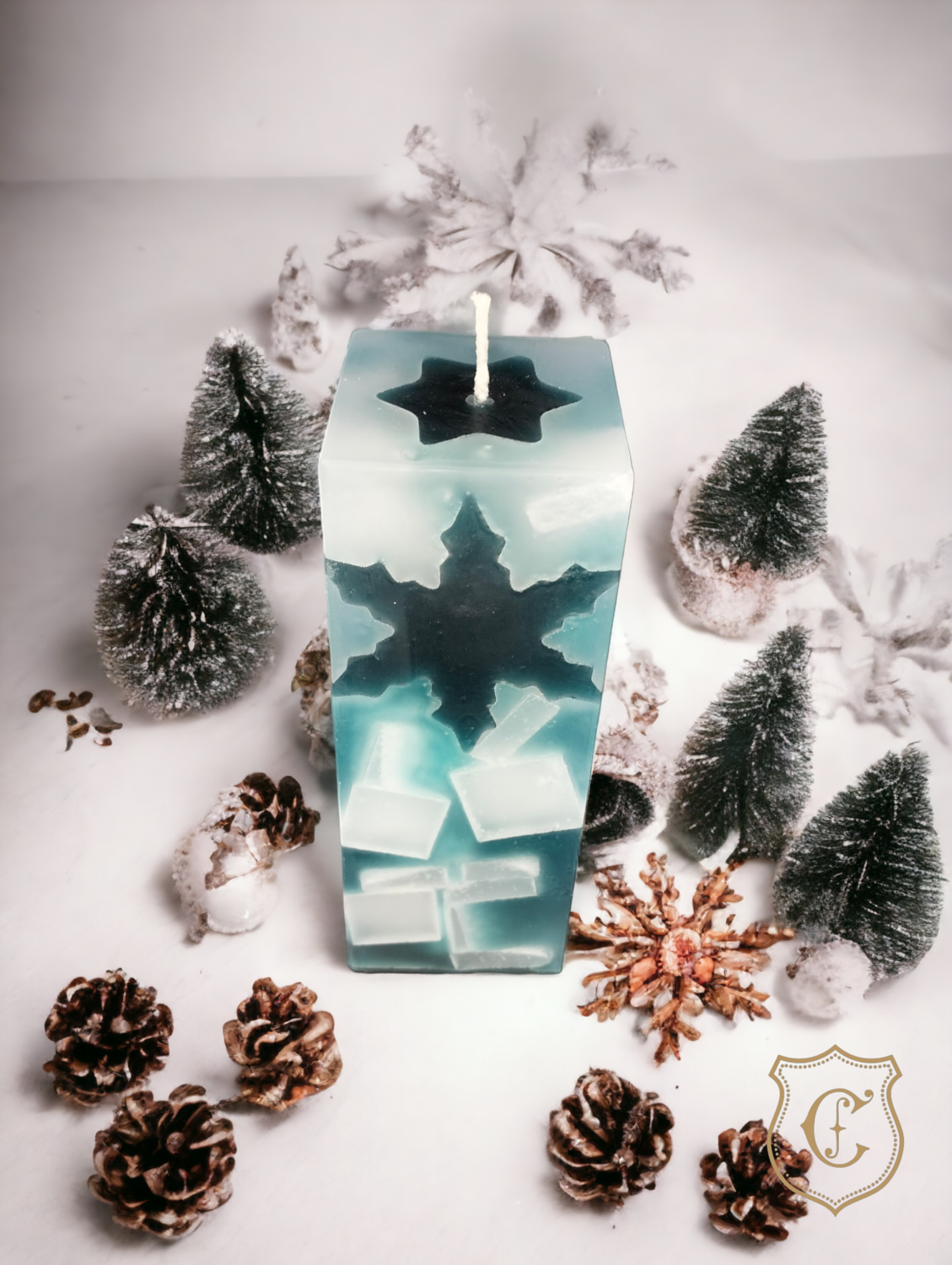 Pilier carré Vert sapin & Blanc