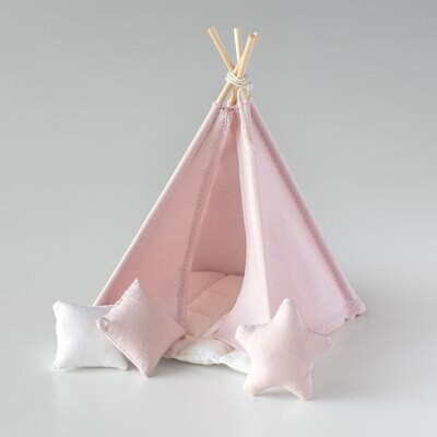 Cozy pink tepee for 1:12 dollhouses