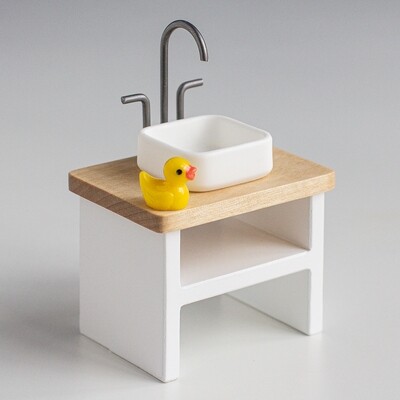 Bathroom table with duck for dollhouse 1:12