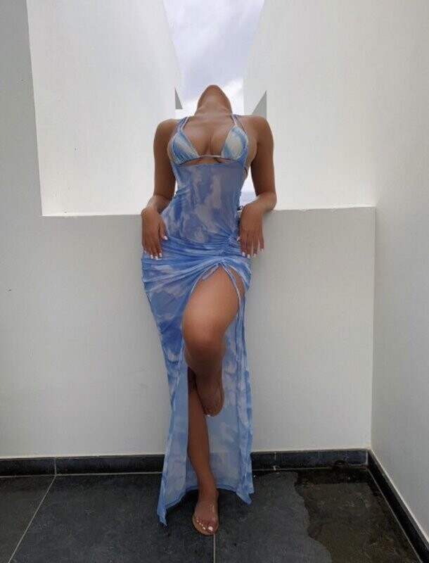 Sky Blue Halter 3 Piece Bikini Set Sky Blue Halter 3 Piece Bikini Set