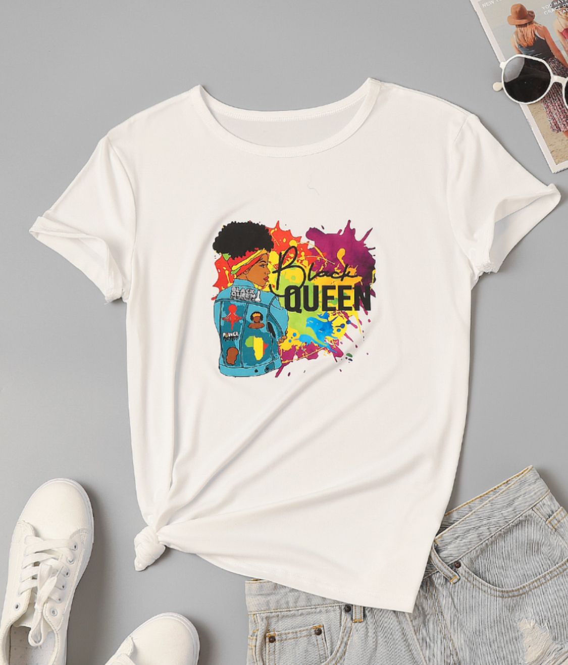 Queen white tee