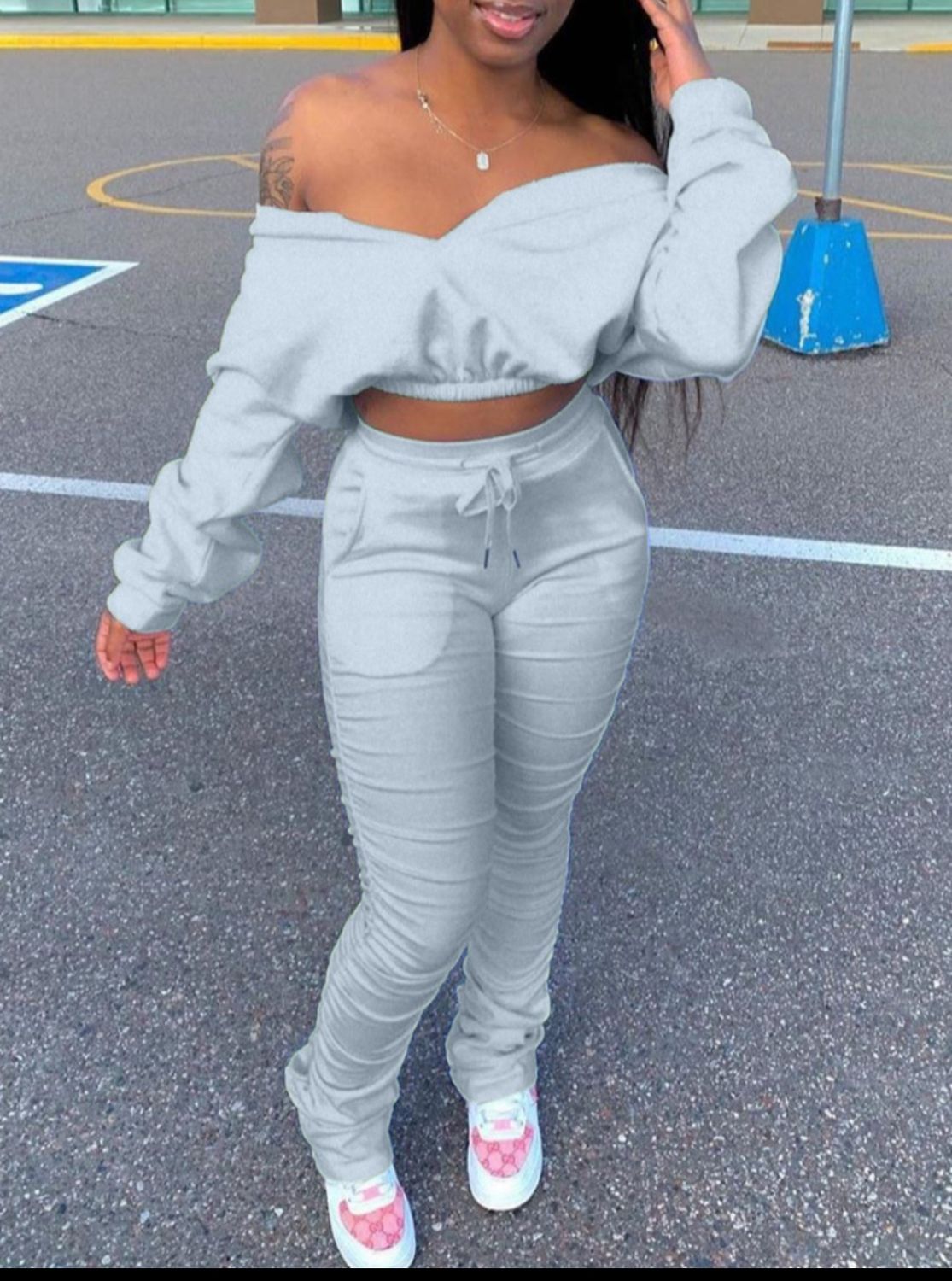 Grey classy two piece outfit