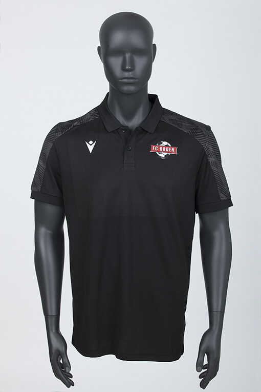 Macron Rock Polo-Shirt schwarz mit farbigem FC Baden-Logo