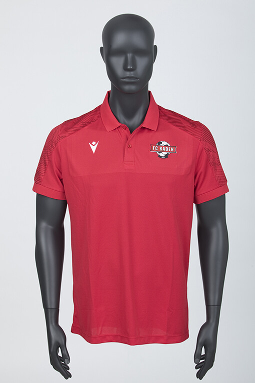 Macron Rock Polo-Shirt rot mit farbigem FC Baden-Logo
