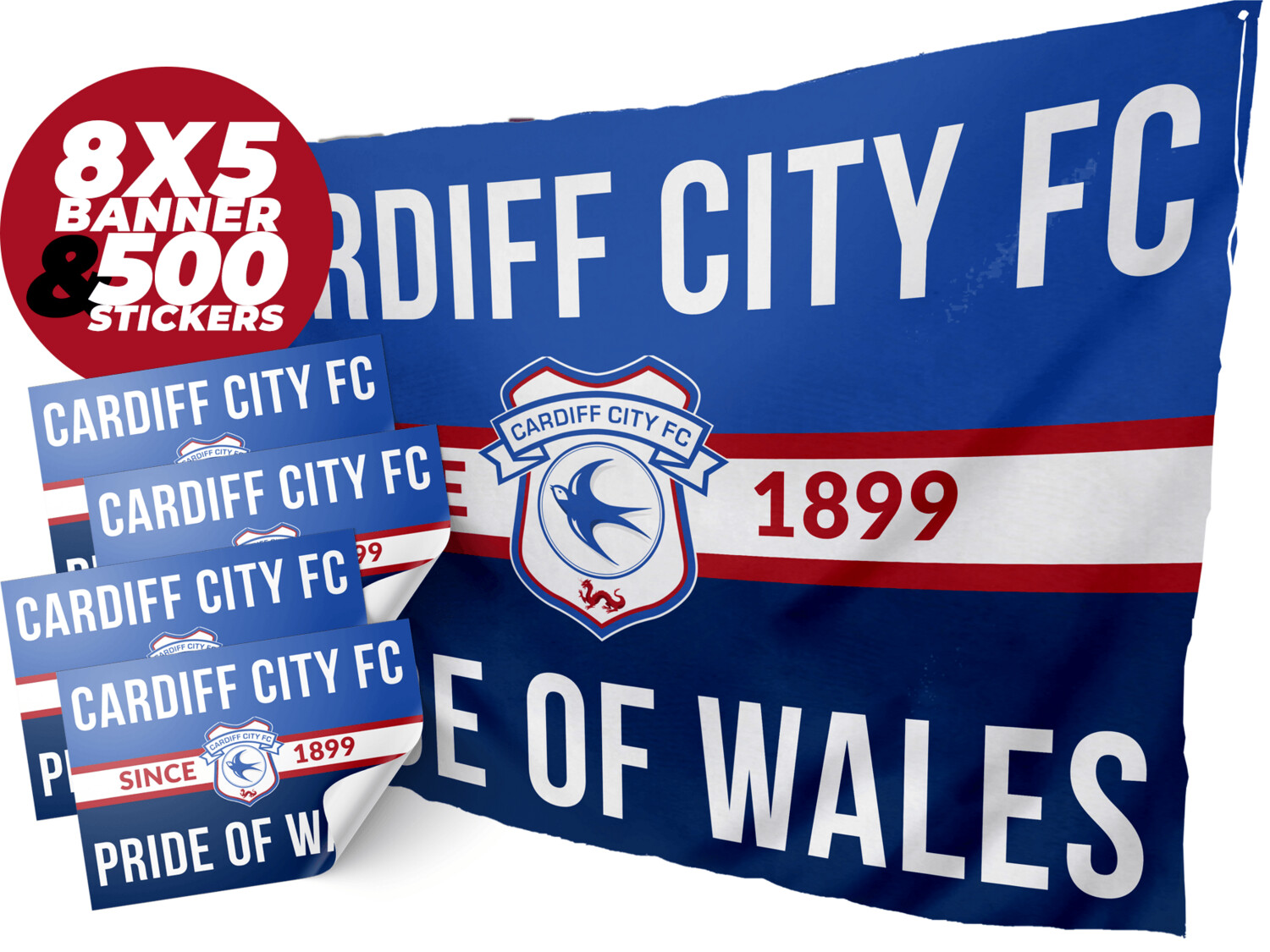 8 x 5 Custom Banner & 500 Stickers & FREE Design!