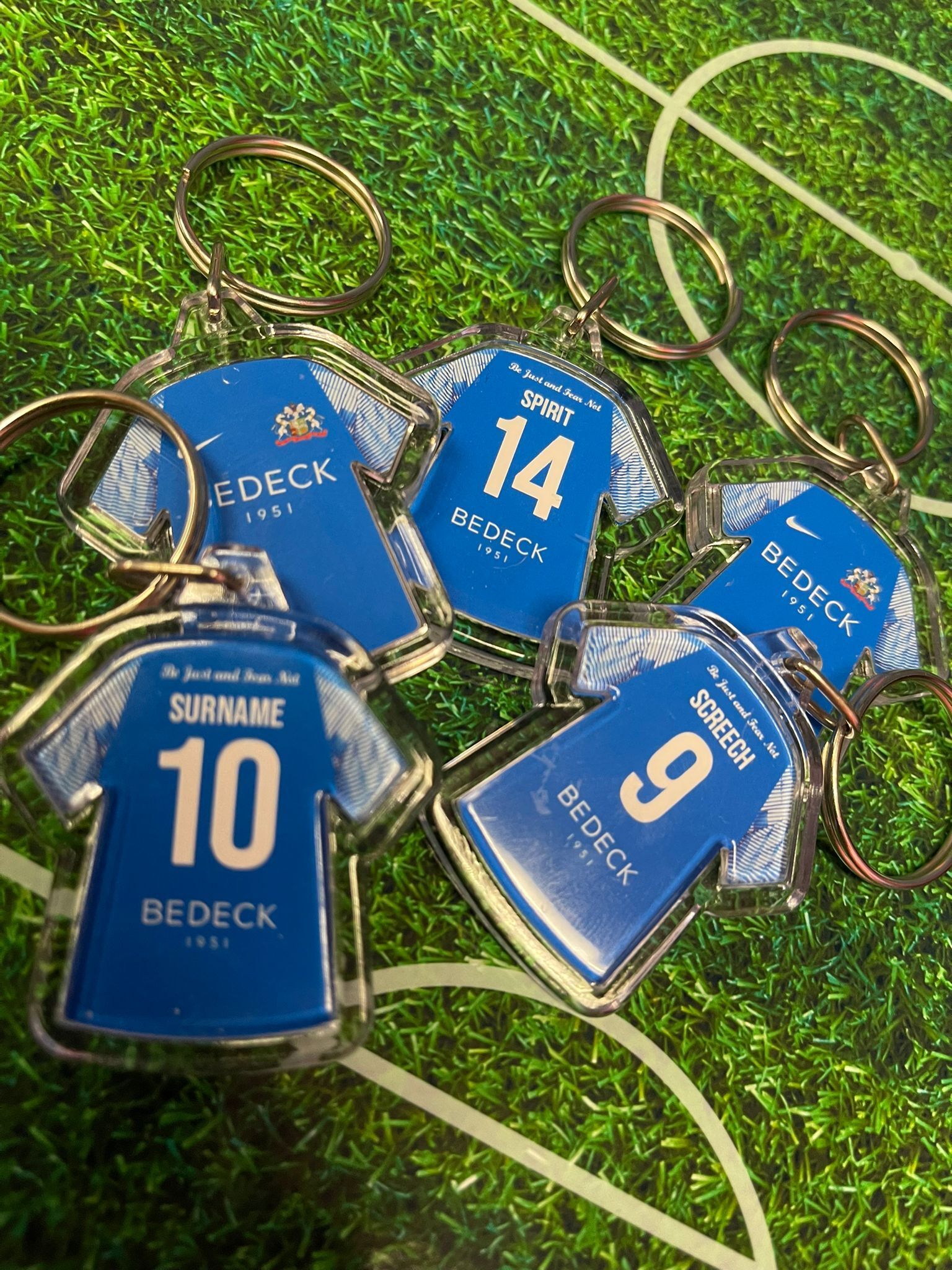 Fully Custom Personalised Team Keyring - FREE P&P