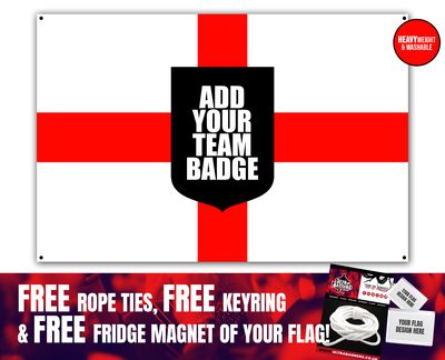 6 x 4 Custom "Standard Club" England Heavyweight Banner Flag (FREE Rope Ties, FREE Fridge Magnet AND FREE Keyring)