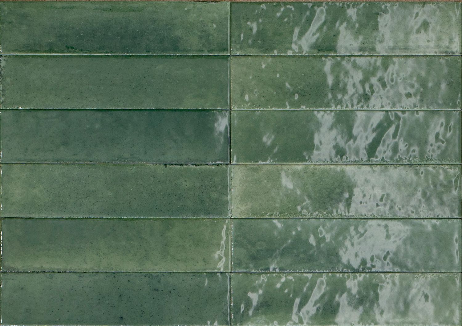 Look Verde Green Porcelain Gloss Tile 6x24cm, Colour: Verde 6x24 - 0.51m2 per box