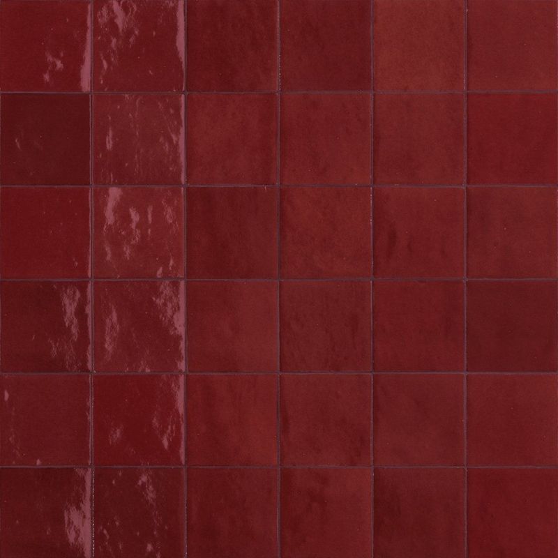 Mélange Bordeaux 10x10cm Gloss Zellige Effect Wall Tile