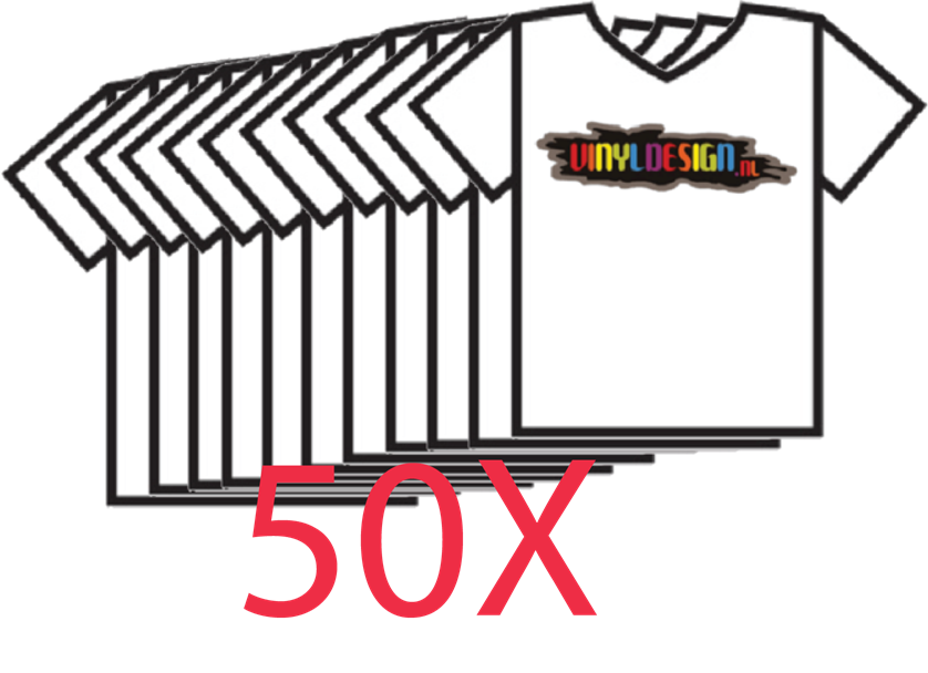 50 X T-shirt inclusief opdruk en BTW