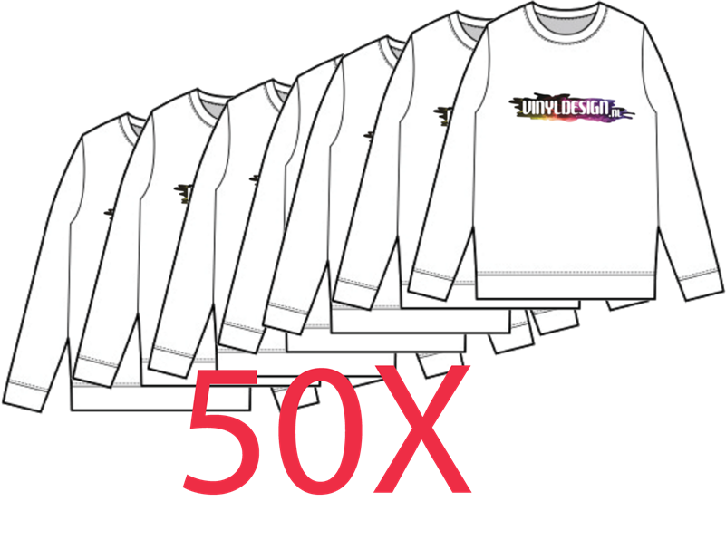 50 X Longsleeve shirt inclusief bedrukking en BTW