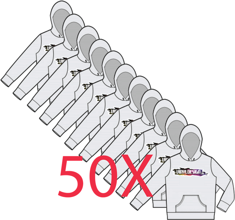 50 x Hooded Sweater inclusief bedrukking en BTW