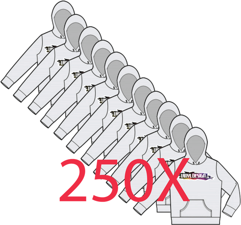 250 x Hooded Sweater inclusief bedrukking en BTW