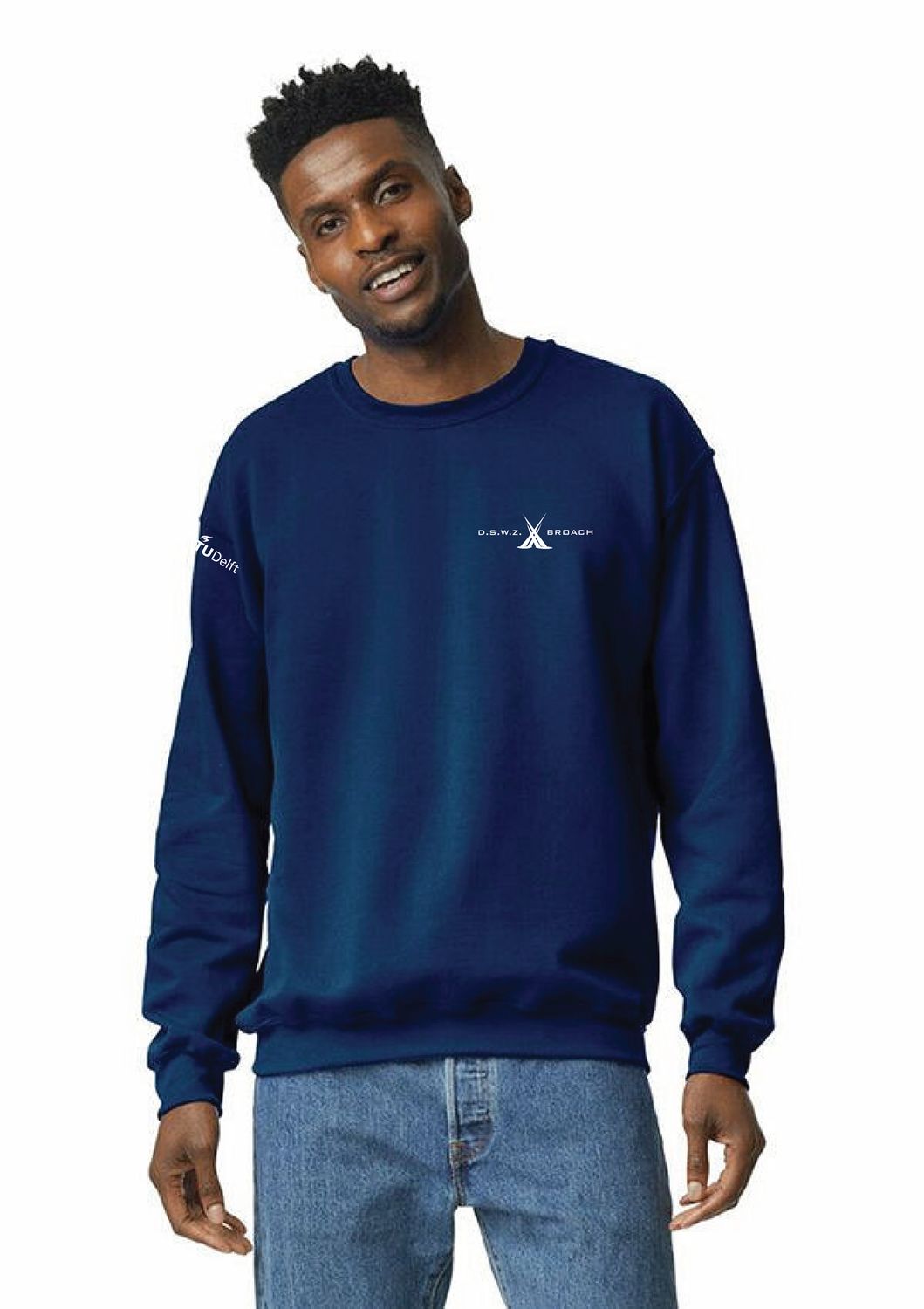 Broach Sweater Heavyblend met borst, mouw en ruglogo