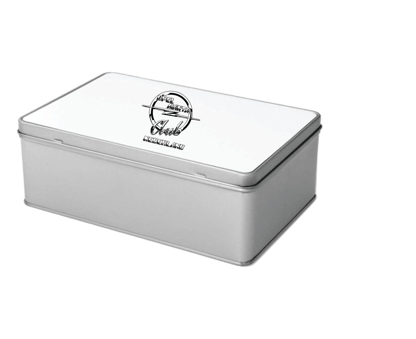 Koekblik met Opel Manta Nederland Club logo