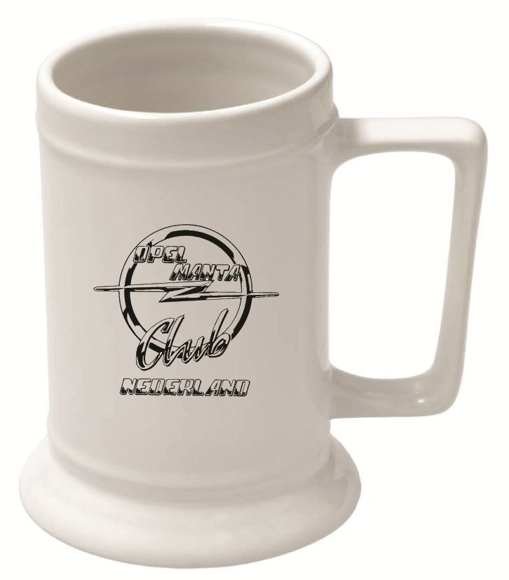 Keramieke Bierpul met Opel Manta Nederland Club logo