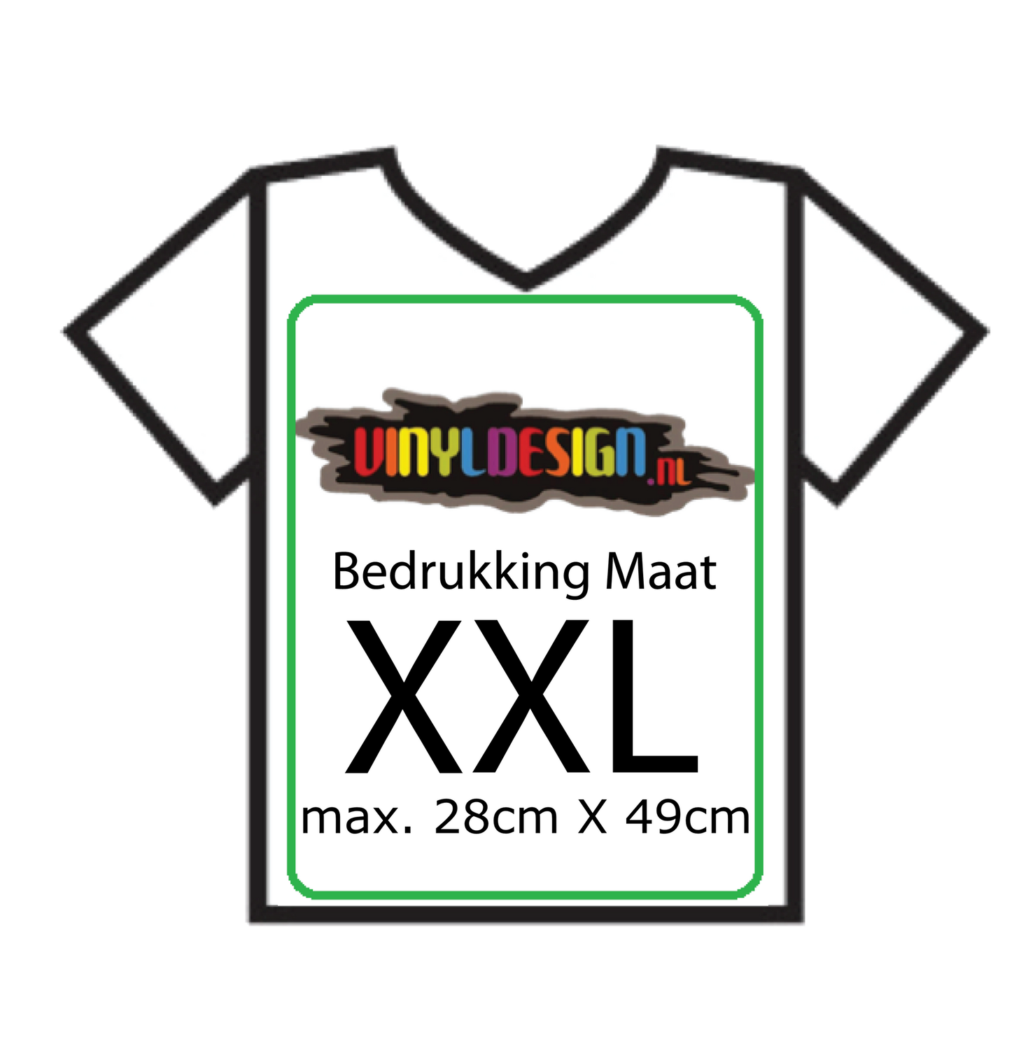 Bedrukking op eigen kleding maat XXL (max. 28x49cm) Bedrukking op eigen kleding maat XXL (max. 28x49cm)