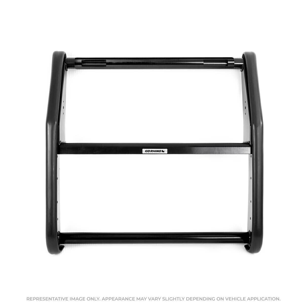 GO RHINO 5039T-2LFE LR Series Push Bumper - Steel, Textured Black - 2-Light - Feniex Fusion-fits 2013-2019 Ford Interceptor Sedan