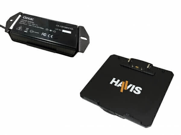HAVIS DS-GTC-1006-3 Cradle (No Dock) With Triple Pass-Through RF Antenna Connections And LPS-140 (120W Vehicle Power Supply With LPS-208) For Getac K120 Convertible Laptop
