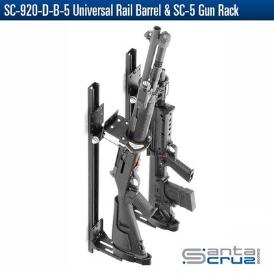 SANTA CRUZ GUNLOCKS SC-920-D-B-5 Universal Rail Dual Gun Rack With Sc-1B Barrel & Sc-6 Xl Locks