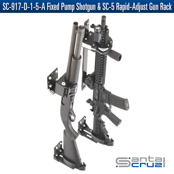 SANTA CRUZ GUNLOCKS SC-917-D-1-5-A Fixed Pump Shotgun &amp; SC-6 Rapid-Adjust Gun Rack