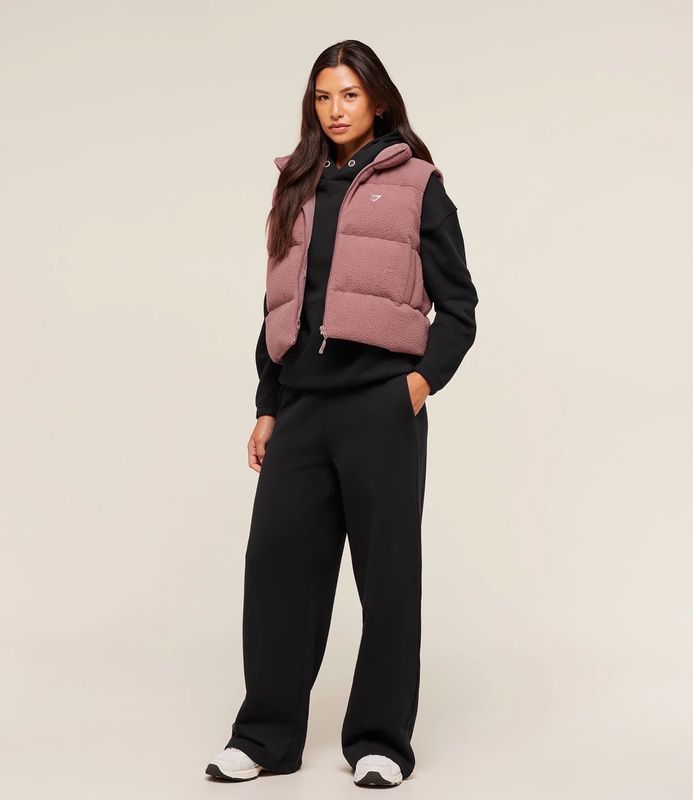 Borg Puffer Vest - Chestnut Pink