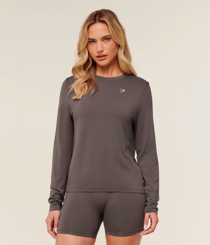 Everyday Seamless Long Sleeve Top - Cool Brown