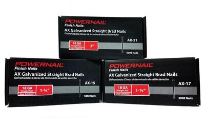Powernail AX-15 1-1-4" 18GA. Brad Nail Straight (5,000-Box)
