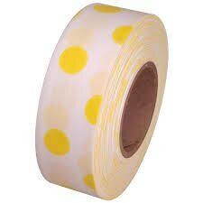 Keson DOTYW Yellow-White Polka Dot Flagging Tape (1-3-16" X 300')