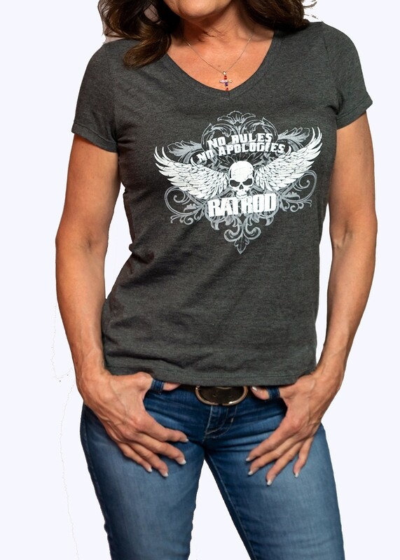 Ladies "No Rules" Gray V-neck tee