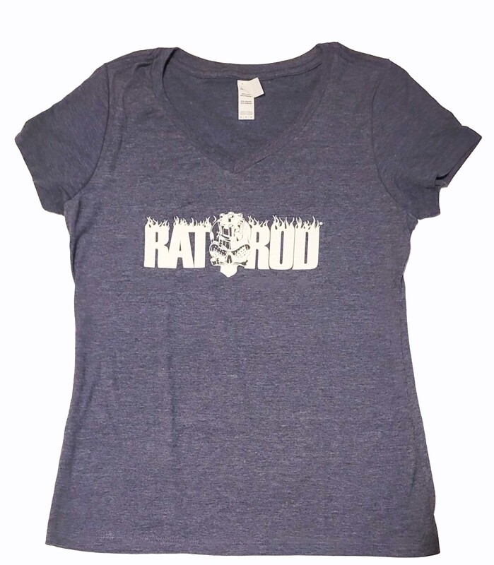 Ladies RATROD Blue Heather V-Neck Tee